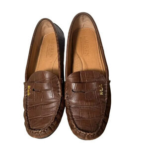 Ralph Lauren Brown Leather Loafers Flats Shoes Women Sz 6B
